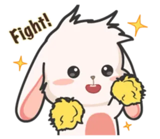 ⚪️ Fight! coniglio, lotta, cheerleader, scintillio, cartone animato telegram sticker