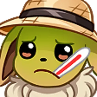🤢 enfermo, termómetro, triste, enfermo, granjero, lindo telegram sticker