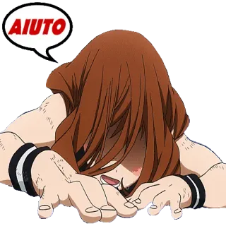 🆘 AIUTO อนิเมะ, ช่วยเหลือ, ทุกข์ใจ, เหนื่อยล้า, การ์ตูน telegram sticker