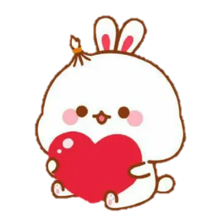 🐰 토끼, 토끼, 하트, 귀여운, 만화, 카와이, 스티커 telegram sticker