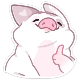 👍 돼지, 동물, 귀여운, 엄지 척, 스티커 whatsapp sticker