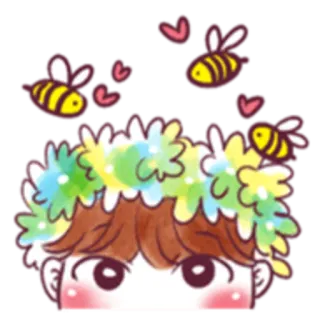 👀 fofo, abelha, flor, desenho animado, kawaii, criança, adorável telegram sticker