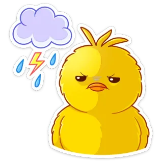 😠 kurczak, zły, chmura, błyskawica, burza, naklejka, emoji telegram sticker