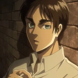 🌟 Eren Yeager Attack on Titan Anime, Mangá, Eren Jaeger, Ataque dos Titãs, Personagem, Retrato telegram sticker