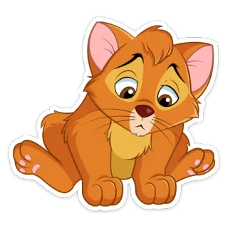😔 mèo, mèo con, buồn, dễ thương, cam, hoạt hình telegram sticker