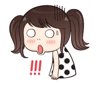 😤 desenho animado, menina, surpresa, chocada, pontos de exclamação whatsapp sticker