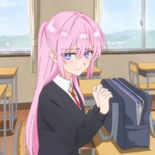 🫐 Anime, Pelajar, Rambut pink, Siswa, Kelas, Potret, Manga whatsapp sticker