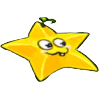 ⭐ starfruit, plants vs zombies, cartoon, yellow, fruit, cute whatsapp sticker