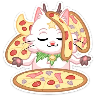 🍕 Katze, Pizza, Essen, Kawaii, Süß, Sticker, Cartoon telegram sticker
