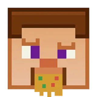🤮 minecraft, pixel art, eating, pizza, video game, character, food telegram sticker