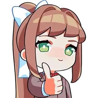 🙂 Monika Doki Doki Literature Club! anime, videogioco, Monika, Doki Doki Literature Club, personaggio, pollice in su telegram sticker
