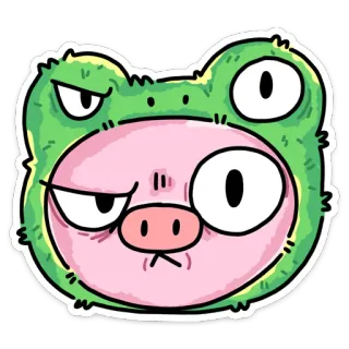 🤨 青蛙, 猪, 动物, 卡通, 搞笑, 可爱, 贴纸 telegram sticker