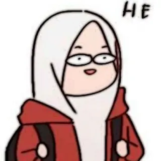 🧨 HE Dessin animé, Hijab, Femme, Lunettes, Sac à dos whatsapp sticker