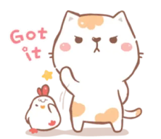 🙂 Got it gatto, pollo, carino, capito, adesivo telegram sticker