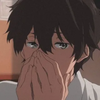 📜 anime, sad, crying, emotional, boy, cartoon telegram sticker