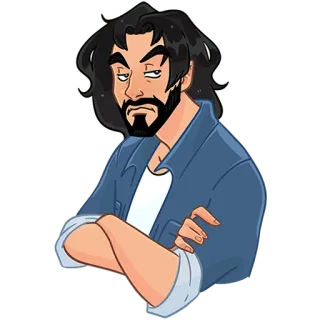 🙄 man, cartoon, beard, character telegram sticker