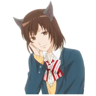 😏 anime, cat ears, school uniform, girl, cute, illustration whatsapp sticker