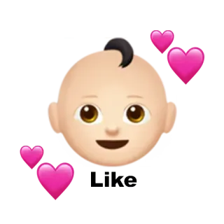 👶 Like 아기, 이모지, 좋아요, 하트, 사랑, 귀여운 telegram sticker