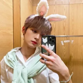 🪐 person, selfie, bunny ears, portrait, young adult, male telegram sticker