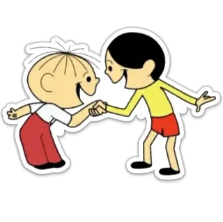 🤝 kreskówka, chłopcy, przyjaźń, uścisk dłoni telegram sticker