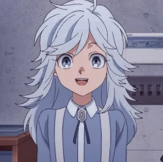 😃 Anime, Mädchen, Hellblaue Haare, Lächelnd, Cartoon whatsapp sticker