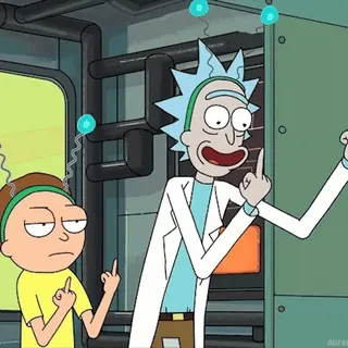 😐 Rick Rick and Morty Rick and Morty, animiert, Cartoon, Stinkefinger, beleidigende Geste whatsapp sticker