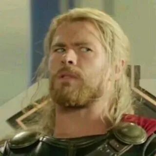 😟 Thor Thor, Chris Hemsworth, Marvel, Supereroe, Dio del Tuono, Faccia buffa telegram sticker