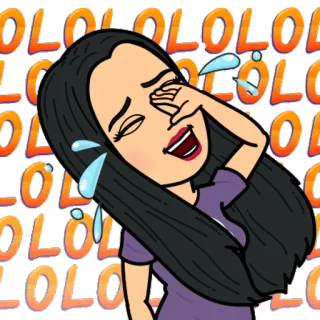 😂 LOLOLOLOLOL rire, pleurer, dessin animé, lol, drôle, femme, bitmoji telegram sticker