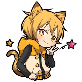 ✌️ 애니, 만화, 고양이, 귀여운, 카와이, 스티커, 평화 telegram sticker