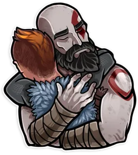 🤗 Kratos God of War videospiel, vater, sohn, umarmung, kratos, atreus telegram sticker