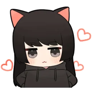 ❤️ cat girl, anime, heart, cute, kawaii, chibi telegram sticker