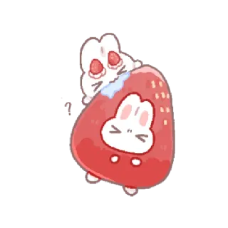 🍓 fofo, morango, coelho, desenho animado, kawaii, animal, doce whatsapp sticker