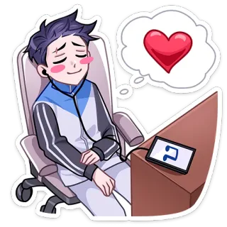 🎵 anime, heart, music, listening, love, cartoon, boy telegram sticker