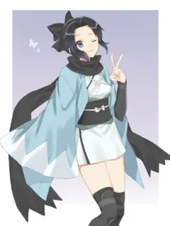 🖤 Аниме, Женщина, Знак мира, Милый, Девушка whatsapp sticker