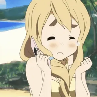 🖤 Anime, Gadis, Telepon, Sedih, Pantai telegram sticker