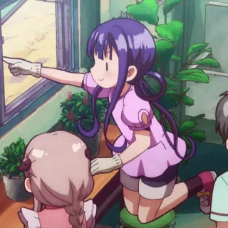🍇 Anime, Apontando, Fofo, Desenho animado, Garota, Ilustração telegram sticker