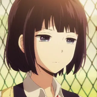 🎐 Anime Mädchen, traurig, Porträt, Schuluniform, kurze Haare telegram sticker