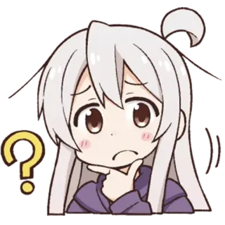 😲 Anime, Signo de interrogación, Confundido/a, Lindo/a, Chica, Pensando whatsapp sticker