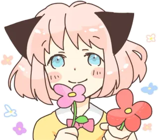 🌷 adesivo, desenho animado, anime, flor, fofo, menina, kawaii telegram sticker