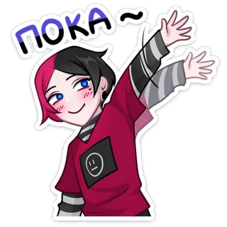 👋 ПОКА anime, Cartoon, Figur, Winken, Tschüss, russisch whatsapp sticker