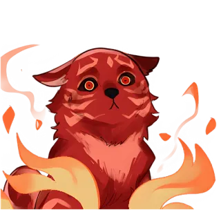 😳 고양이, 불, 불꽃, 동물, 만화, 빨간색, 생물 telegram sticker
