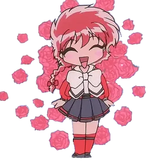😄 Anime, Chibi, Desenho animado, Fofo, Garota, Rosas, Kawaii telegram sticker