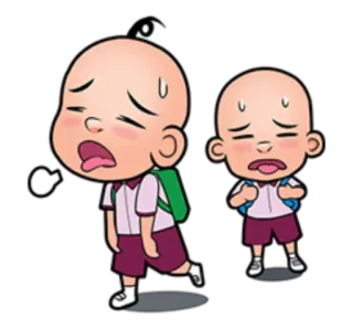 😰 Upin Dessin animé, Triste, Épuisé, Upin, Sueur telegram sticker