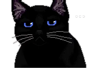 😾 ... gatto, pixel art, gatto nero, occhi blu, carino telegram sticker