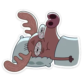 😴 Kartun, Binatang, Rusa besar, Bantal, Lelah, Kelelahan, Mengantuk telegram sticker