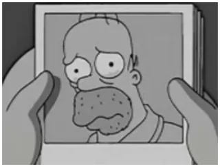 😢 Homer Simpson The Simpsons Homer Simpson, The Simpsons, Cartoon, Sad, Black and white, Character, Animated telegram sticker