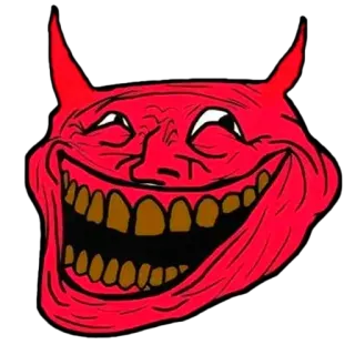 🤫 Trollface โทรลล์, มีม, สีแดง, ปีศาจ, ยิ้ม, น่าขนลุก telegram sticker