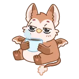 ☕ creature, cute, fantasy, animal, cartoon, coffee, sleepy telegram sticker