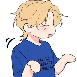 😗 I'll go wherever will go anime, sticker, blond hair, male, casual, cute telegram sticker