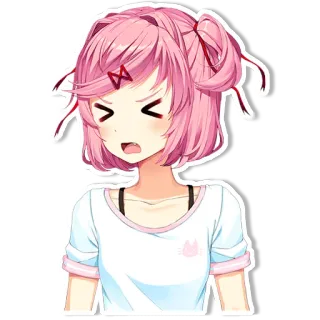 😡 Natsuki Doki Doki Literature Club! Аниме, Манга, Злой, Цундере, Розовые волосы, Доки-Доки whatsapp sticker